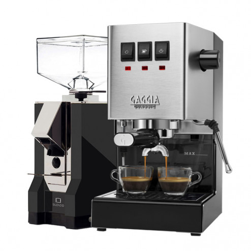 Gaggia Classic Pro E24 + Eureka Mignon Silenzio 16CR Sort